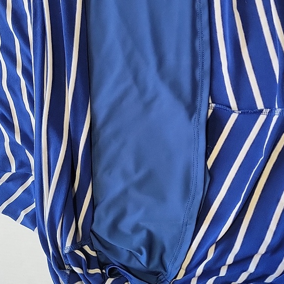 bebe cobalt/white stripe, open-back hi-lo hemline dress, XS - Picture 5 of 7